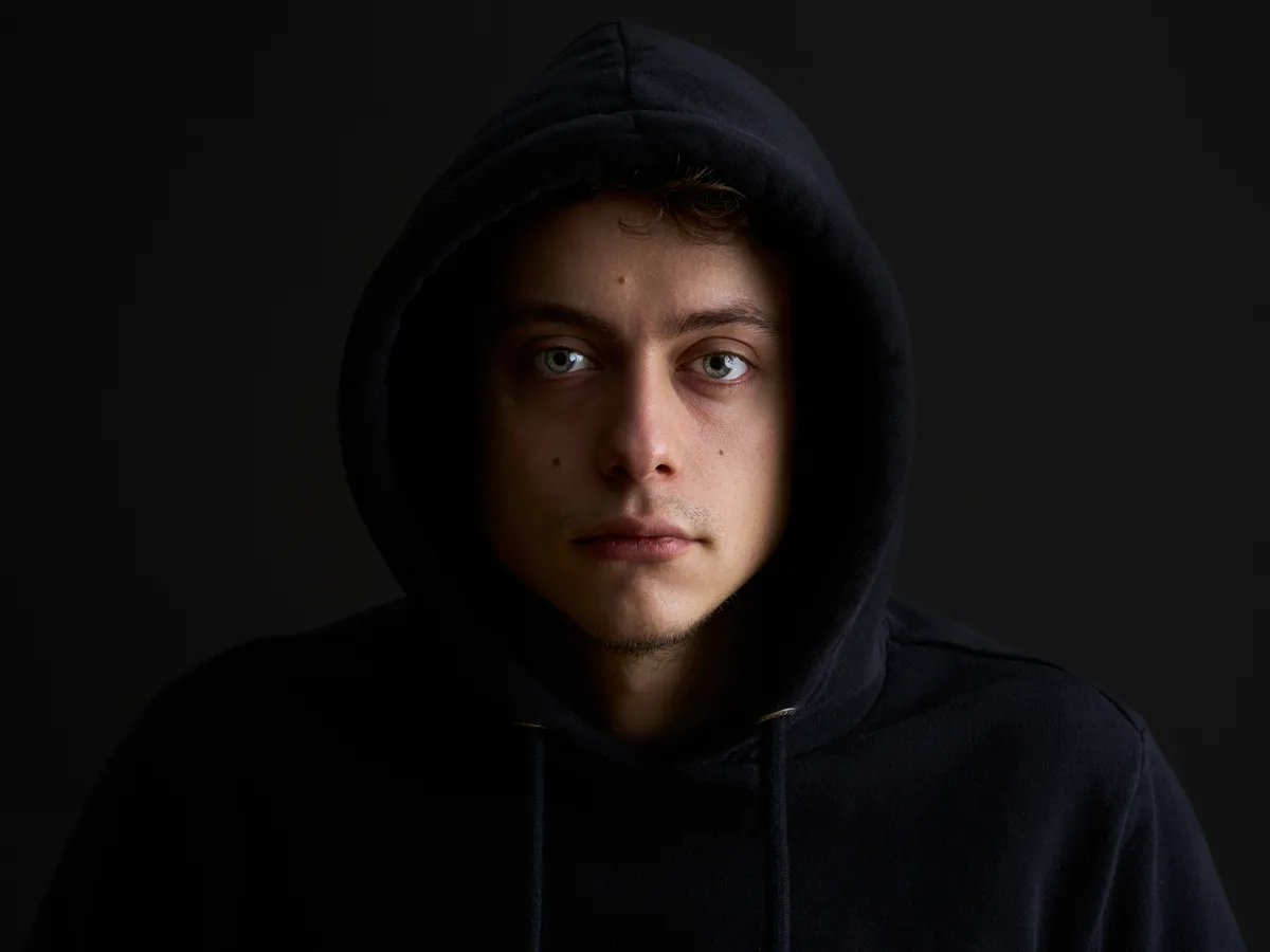 portrait of hooded man