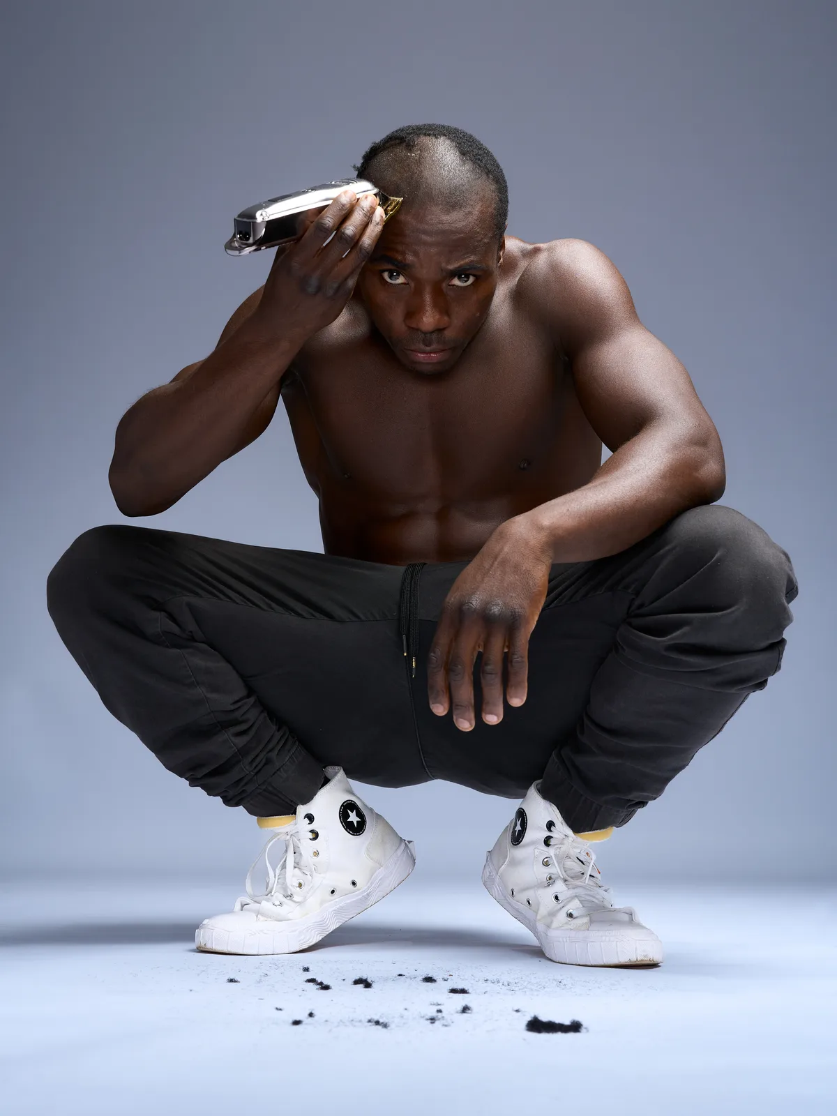 fitness model shaving head